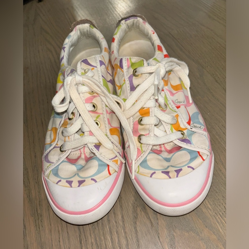 Coach Barrett Low Top Multicolor Logo Sneakers women’s size 9 - Picture 3 of 8